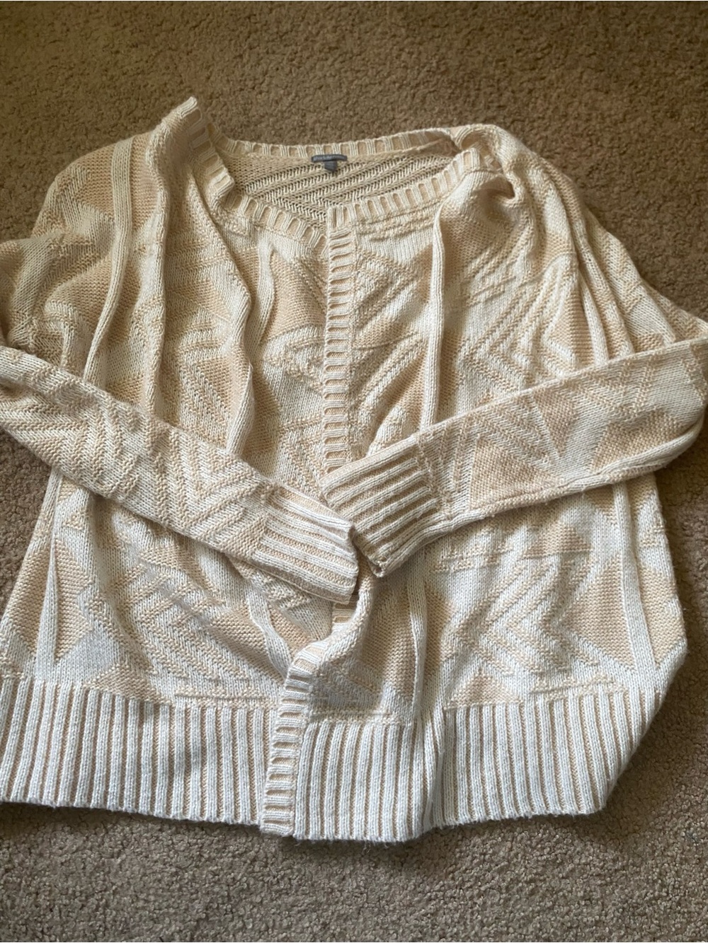 Charlotte Russe Cream Cable & Geometric Knit Open Front Cardigan Size XS